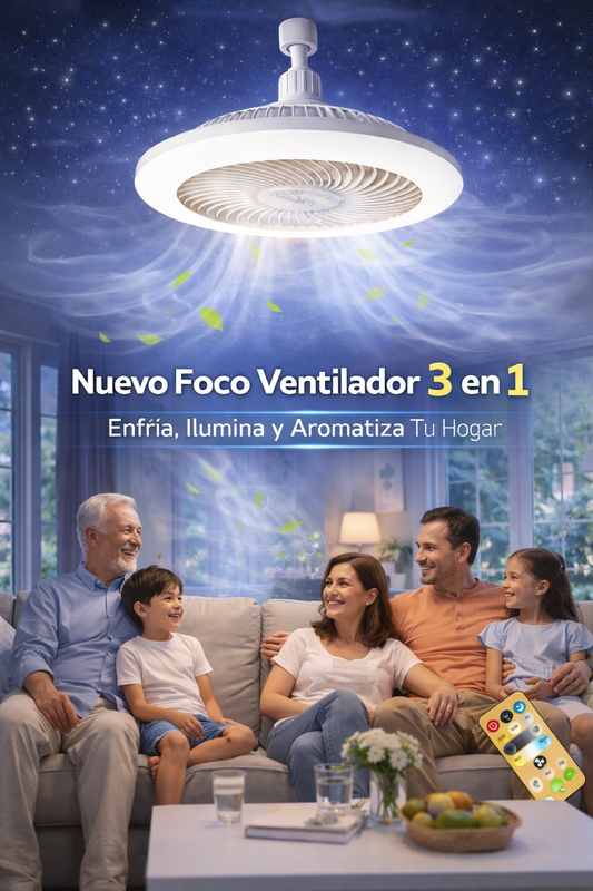 🔥 Foco Ventilador 3 en 1 con Control Remoto